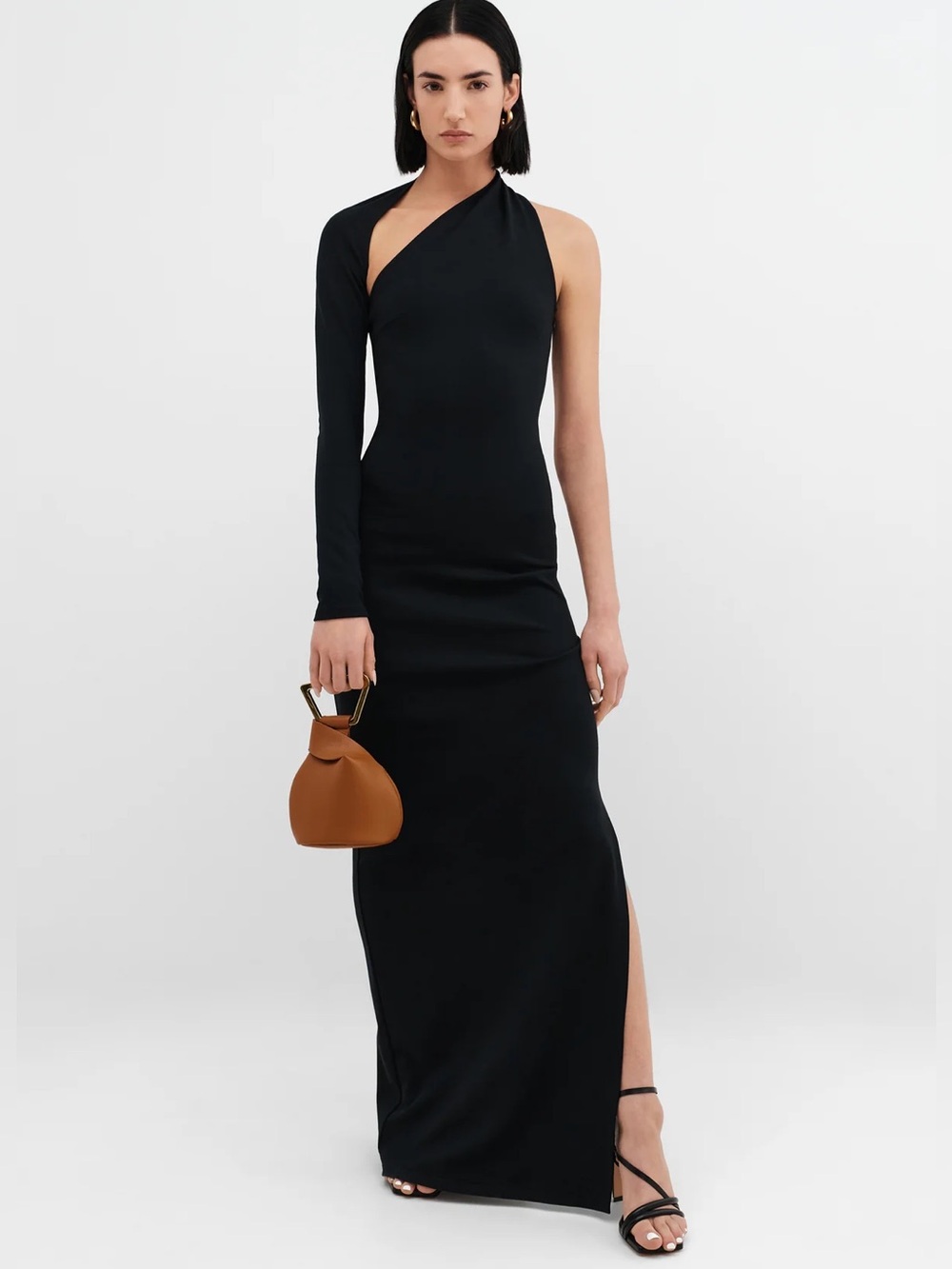 NEW Marcella NYC Manhattan Slit Gown M Ponte Open Back Halter Dress Glam Party